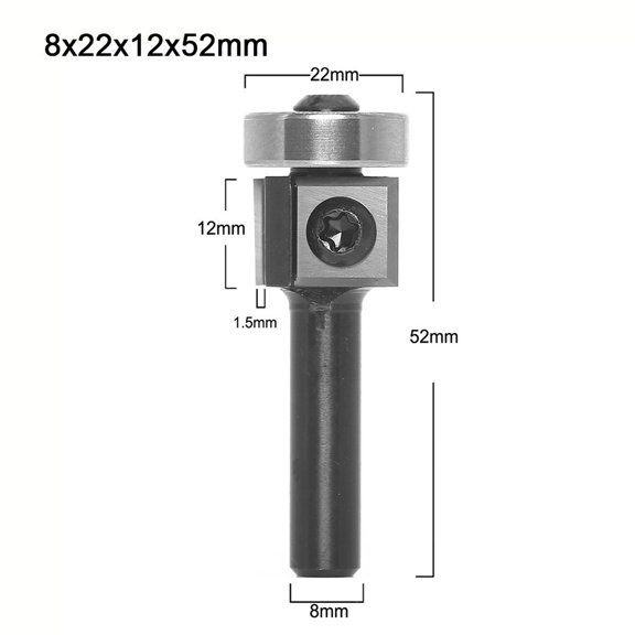 1pc 8mm Shank Milling Cutter Wood Planer Bit Trimming Router Bit Carbide Insert For Woodworking Milling Cutting Engraving