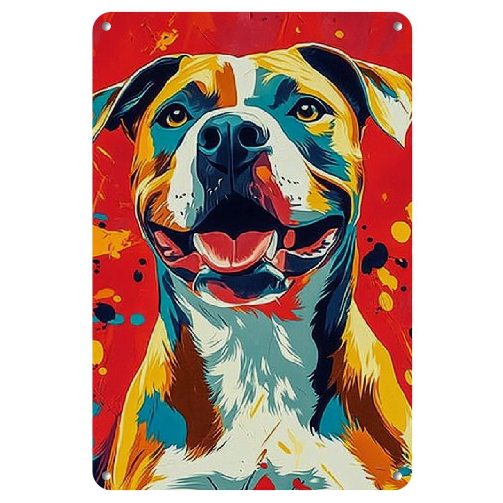 Vintage Pitbull Dog Prayer Metal Wall Sign - Rustic Tin Sign For Home Bar Decor