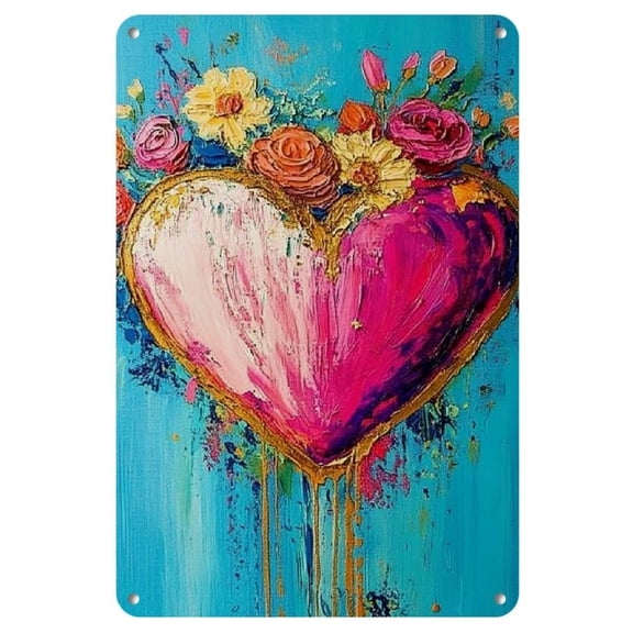 1pc 8x12 Inch Retro Red Heart Style Metal Iron Sign - Reusable, Rustic Charm for Home & Office Decor, Easy to Hang in Kitchen, Dining Room, Bedroom, Garden, Bathroom, Garage, Hotel, Bakery