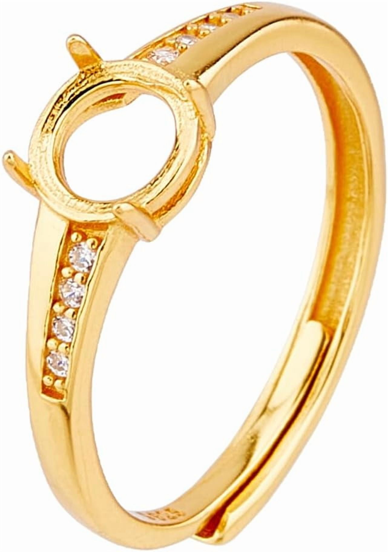 1pc 925 Sterling Silver Claw Rings Adjustable CZ Ring Base Blank 4 Claw Prong Ring Settings Golden Finger Rings Components for DIY Ring Findings Jewelry Making Gold