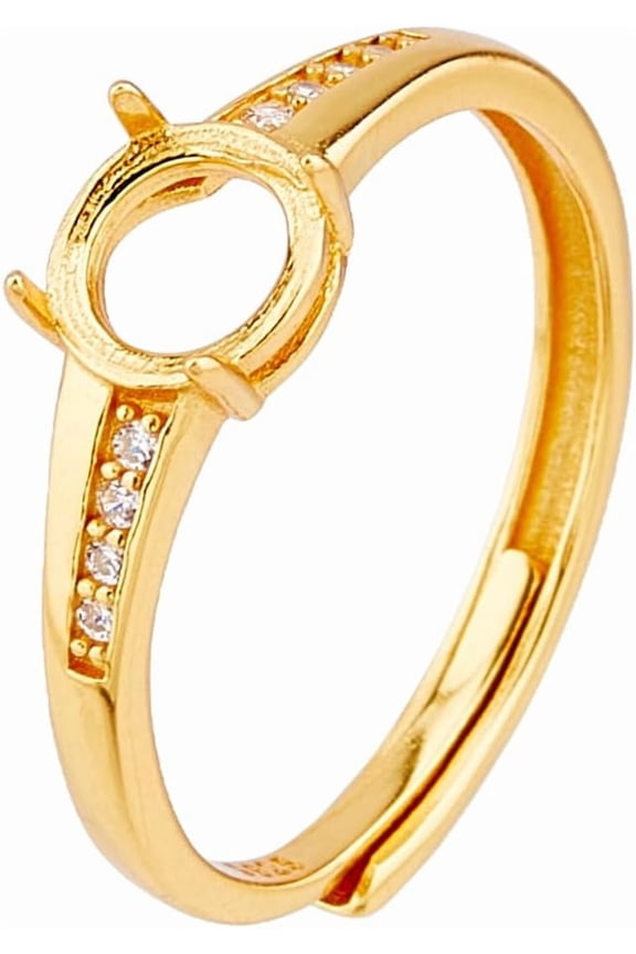 1pc 925 Sterling Silver Claw Rings Adjustable CZ Ring Base Blank 4 Claw Prong Ring Settings Golden Finger Rings Components