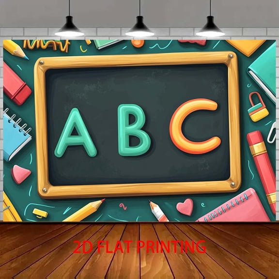 1pc ABC Chalkboard tapestry with Colorful Stationery - Durable Polyester Fabric, No Electricity Needed,Educational Festivals, Birthday & Wedding Photography Event Decoration Perfect for Room Decor