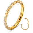 thumbnail image 1 of 1pc ASTM F136 Titanium Septum Ring 16G/(8mm-10mm) Septum Jewelry,Triple Sided Micro CZ Nose Hoop Nose Rings Silver/Gold Cartilage Conch Helix Rook Hoop Earrings for women men, 1 of 6