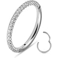 thumbnail image 1 of 1pc ASTM F136 Titanium Septum Ring 16G/(8mm-10mm) Septum Jewelry,Triple Sided Micro CZ Nose Hoop Nose Rings Silver/Gold Cartilage Conch Helix Rook Hoop Earrings for women men, 1 of 7