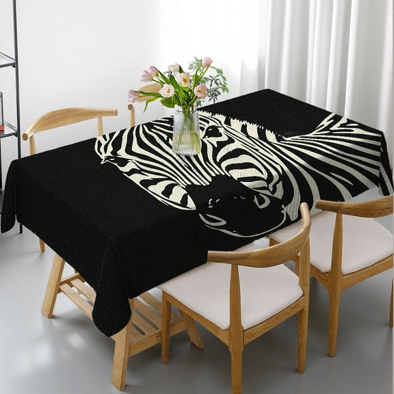 1pc Abstract  Animal Stripe Zebra Print Tablecloths rectangle , Kitchen Accessories 2D Flat Printing, Abstract  Animal Stripe Zebra