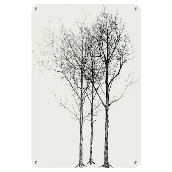 1pc Abstract Black and White Tree Silhouette Iron Wall Art, 8x12 inch Forest Silhouette Metal Painting, Modern Home Decor, Minimalist Tree Branches Wall Hanging
