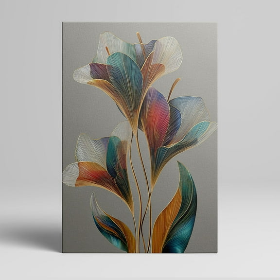 1pc Abstract Floral Canvas Wall Art with Color - Palette Petals and Golden Accents, framed Decor room hanging Wall Picture Decor for Home Gifts, living room, bathroom, bedroom, kitchen wall art decor