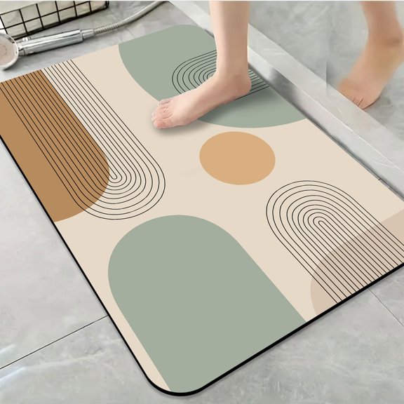 1pc Abstract Geometric Shapes Bathroom Rug Bathroom Decor and Accessories- Durable,Anti Slip,And Quick Drying,Suitable For Indoor/outdoor Use - Perfect For Bathrooms,Bedrooms,Kitchens