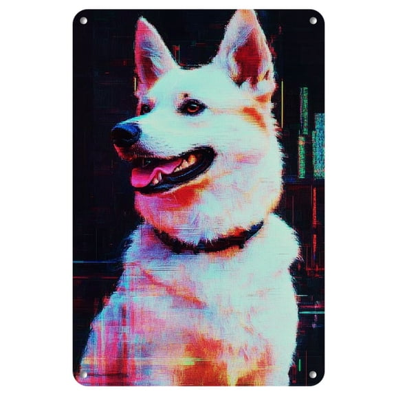 1pc Abstract German Shepherd Metal Wall Art, Versatile Indoor/Outdoor Iron Plate, 8x12 Inch, with No Electricity Needed, for Home, Room, Restaurant, Bar, Cafe, Garage, Garden, Ideal for Christmas
