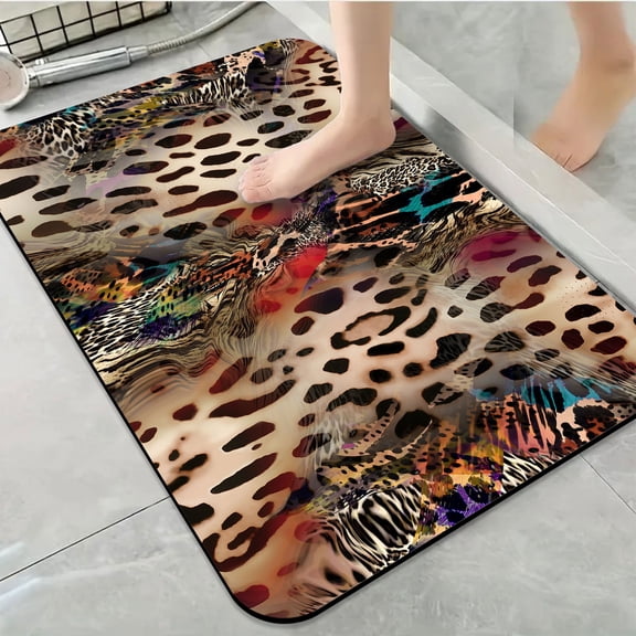 1pc Abstract Leopard inspired Bathroom Rug Bathroom Decor and Accessories- Durable,Anti Slip,And Quick Drying,Suitable For Indoor/outdoor Use - Perfect For Bathrooms,Bedrooms,Kitchens,Terraces