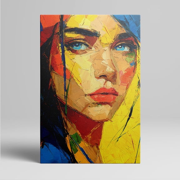 1pc Abstract Portrait of a Woman with Bold Colors and Dynamic Brush - strokes framed Decor room hanging Wall Picture Decor for Home Gifts, living room, bathroom, bedroom, kitchen wall art decor
