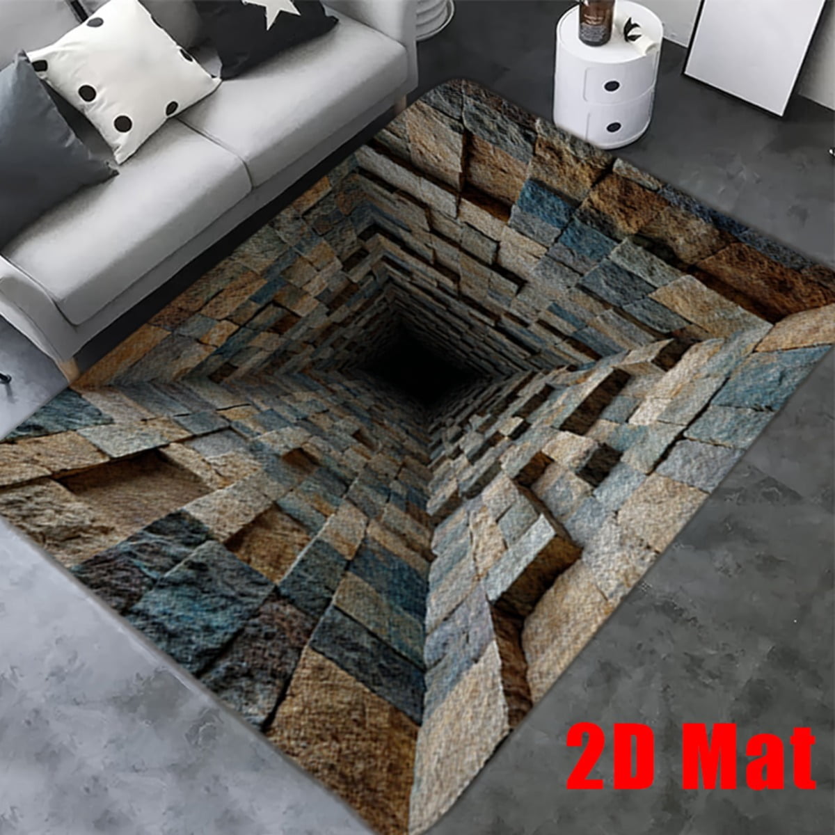 1pc, Abstract Stone Tunnel Flannel Bathroom Anti-Slip Mat, Unique 3D ...