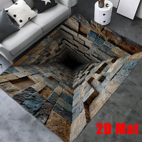 1pc, Abstract Stone Tunnel Flannel Bathroom Anti-Slip Mat, Unique 3D ...