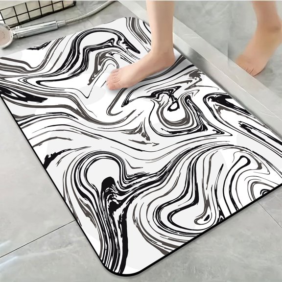 1pc Abstract Swirl Bathroom Rug Bathroom Decor and Accessories- Durable,Anti Slip,And Quick Drying,Suitable For Indoor/outdoor Use - Perfect For Bathrooms,Bedrooms,Kitchens