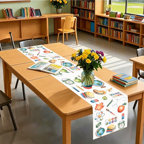 1pc Academic Art Supply 2D Table Runner, Kitchen Backyard Picnic Decor, Perfect Housewarming Gift, Christmas Thanksgiving Labor Day