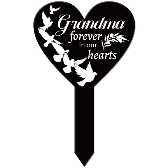 1pc Acrylic Garden Stake Ground Insert Decor for Yard Lawn Garden Decoration Heart with Memorial Words Pigeon 258x158mm