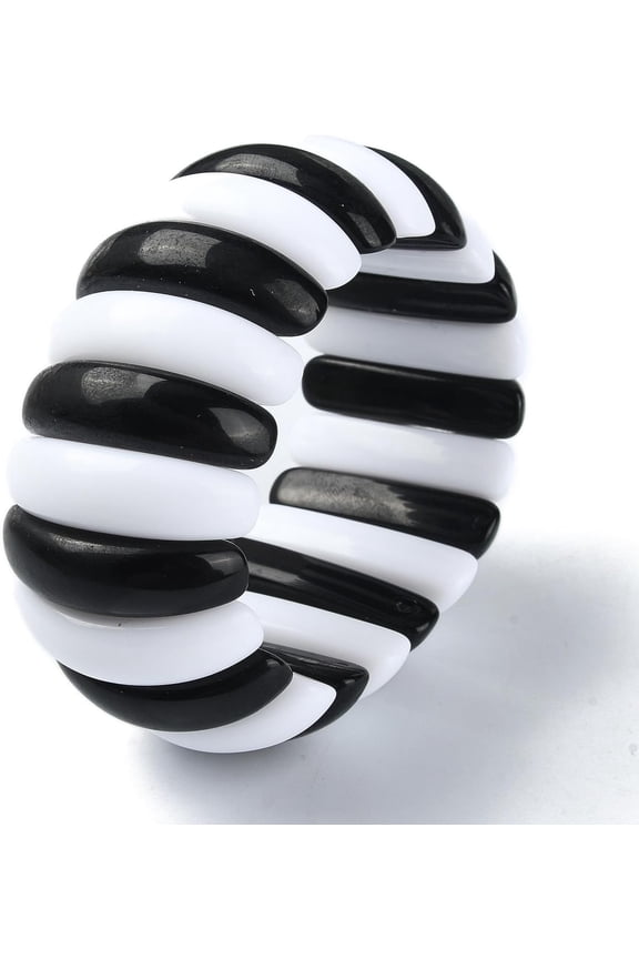 1pc Acrylic Imitation Gemstone Beaded Stretch Bracelet Tile Bracelet Black Inner Diameter: 2-1/4 inch(5.8cm) Wide: 38mm