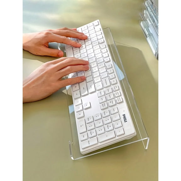 1pc Acrylic Keyboard Stand Compact Desktop Riser For Keyboard And Mini PC Durable Plastic Material No Charging Required 30*13*3cm