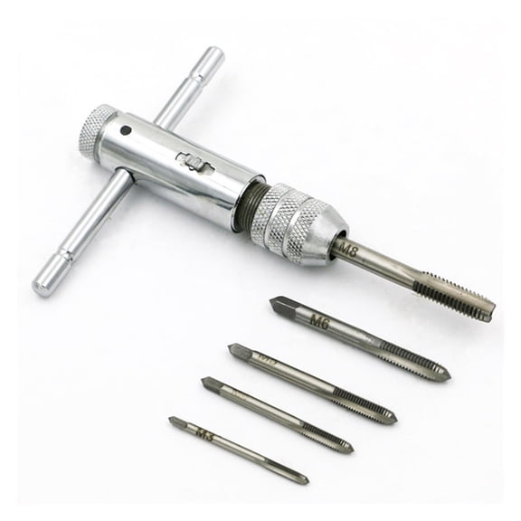 1pc Adjustable 3-8mm T-Handle Ratchet Tap Wrench with M3-M8 Machine Screw Thread Metric Plug Tap Machinist Tool