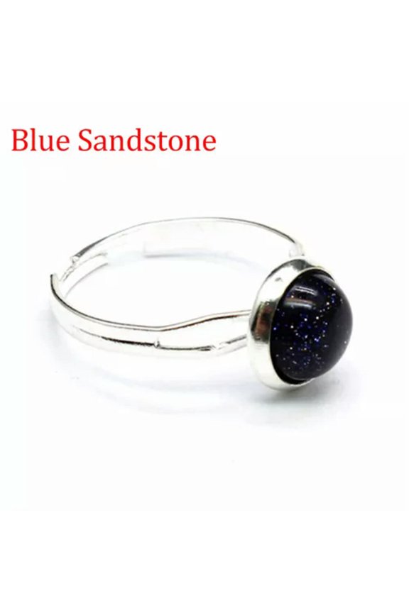 1pc Adjustable Chakra Crystal Ring Gemstone Mini Round Beads Quartz Jewerly Gift