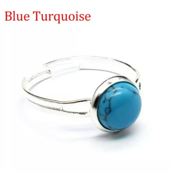 1pc Adjustable Chakra Crystal Ring Gemstone Mini Round Beads Quartz Jewerly Gift