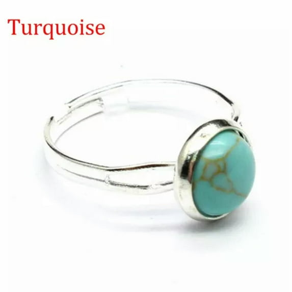 1pc Adjustable Chakra Crystal Ring Gemstone Mini Round Beads Quartz Jewerly Gift