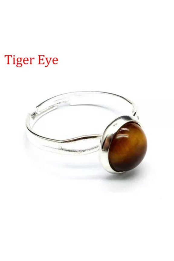 1pc Adjustable Chakra Crystal Ring Gemstone Mini Round Beads Quartz Jewerly Gift