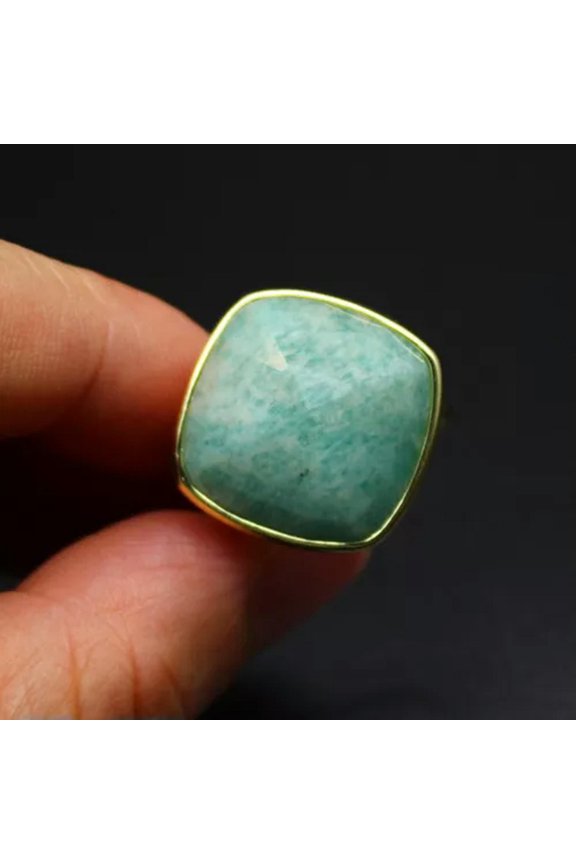 1pc Adjustable Chakra Crystal Rings Gemstone Square Faceted Quartz Jewerly Gifts