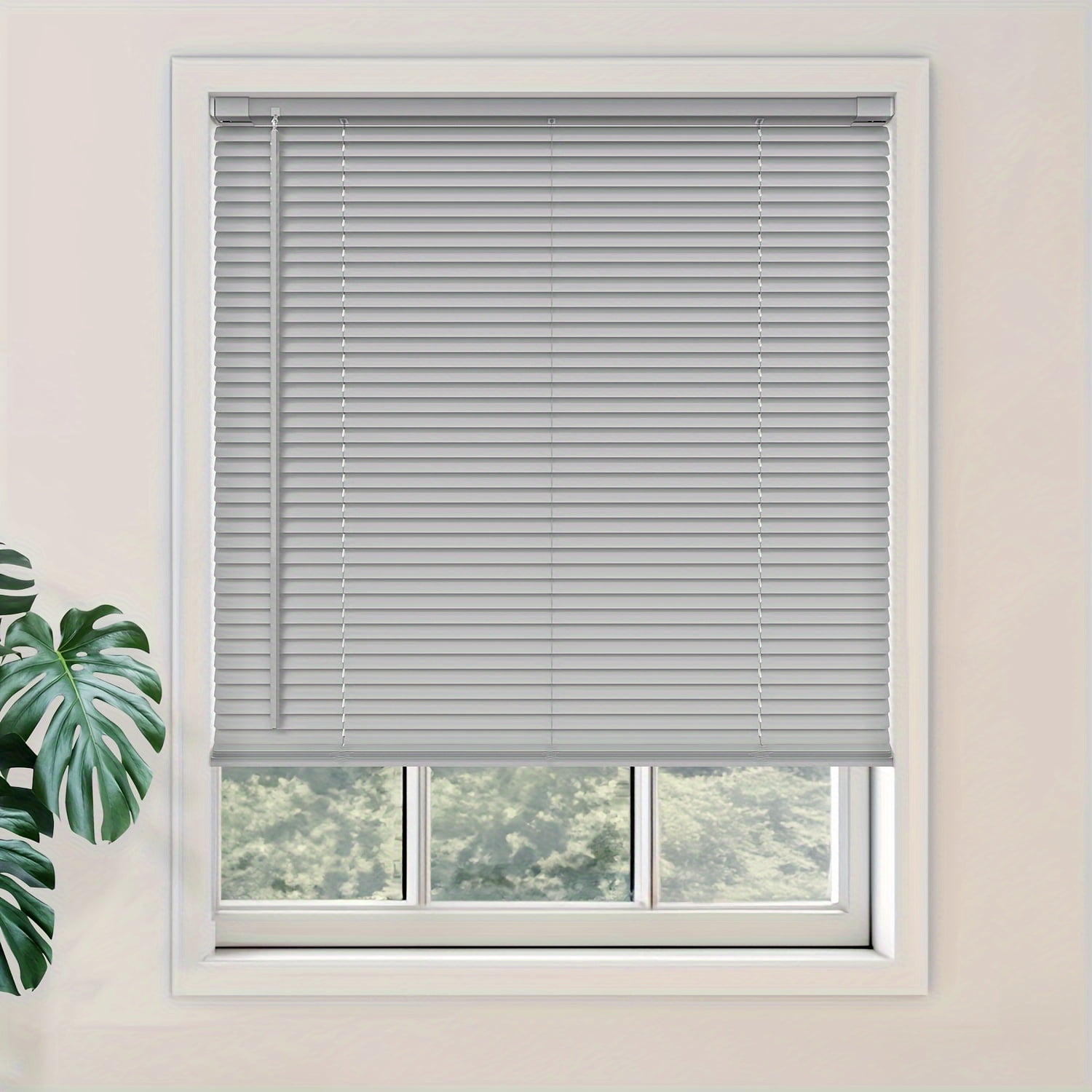 1pc Adjustable Cordless Vinyl Mini Blinds For Windows, Classic Style, Light Filtering Shades, No Tools-No Drill Installation (20-48 Inch Widths, 36 To 72 Inch Heights)