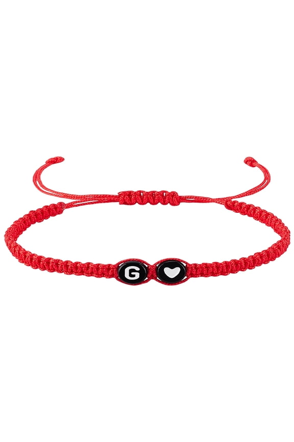 1pc Adjustable Nylon Cord Bracelets for Women Men with Plastic Beads with Letter/Heart Jewelry Lead Free & Nickel Free & Cadmium Free Letter G