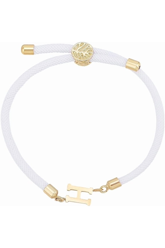 1pc Adjustable Nylon Cord Slider Bracelets for Women Lead Free & Nickel Free & Cadmium Free Letter H Inner Diameter: 2-3/4 inch(7cm)