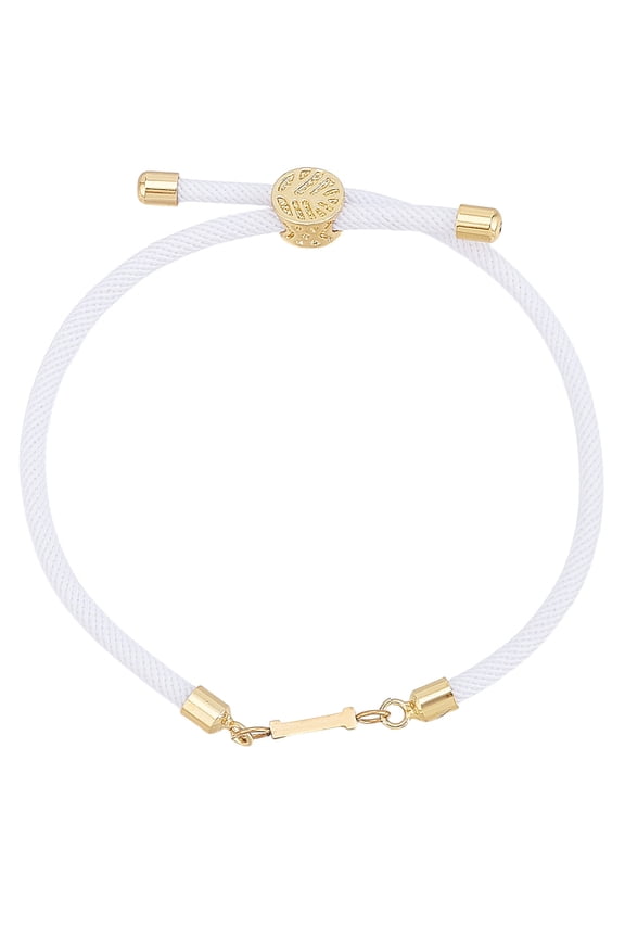 1pc Adjustable Nylon Cord Slider Bracelets for Women with Golden Brass Accessories Letter Jewelry Lead Free Nickel Free Cadmium Free Letter I