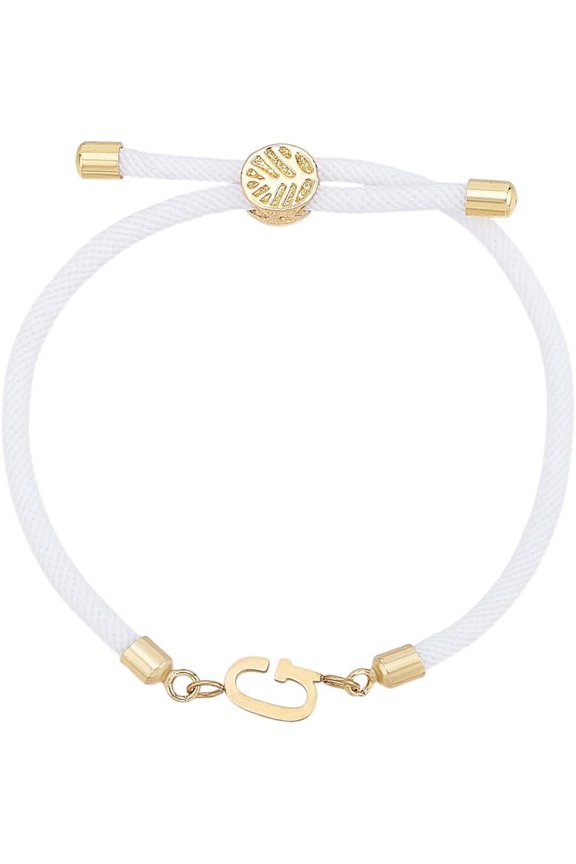 1pc Adjustable Nylon Cord Slider Bracelets for Women with Golden Brass Jewelry Lead Free Accessories & 304 Stainless Steel Letter