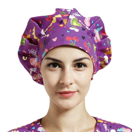 1pc Adjustable Scrub Cap, Bouffant Working Hat with Sweatband & Elastic Buckles-Fuchsia