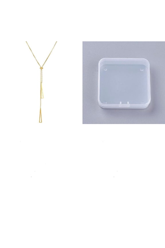 1pc Adjustable Slider Stainless Steel Triangle Pendant Lariat Necklaces for Women Light golden 18.11 inch(46cm)