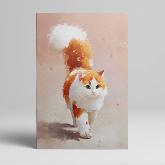 1pc Adorable Orange - and - White Cat Canvas Wall Art, framed Decor room hanging Wall Picture Decor for Home Gifts, living room, bathroom, bedroom, kitchen wall art decor canvas wall art