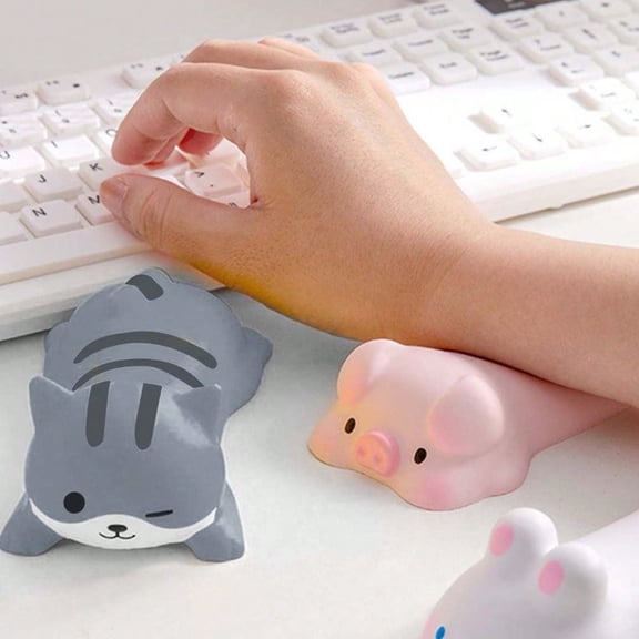 1pc Adorable Wrist Support, Designed for Mouse And Keyboard Use, Elbow for Desk, Ergonomic, Cute, Office Additions, Slow Rising, PU Mouse Pad Featuring a Cat, Pig, Dog, And Rabbit