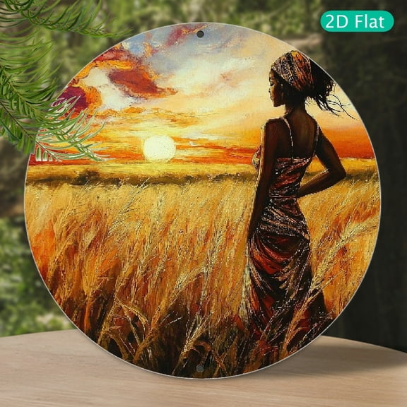 1pc African Savannah Sunset Aluminum Wall Cut-Out - Weather Resistant Round Metal Sign for Home, Office, Bar - Ideal for Birthday, Graduation, Anniversary, Outdoor & Indoor Decor
