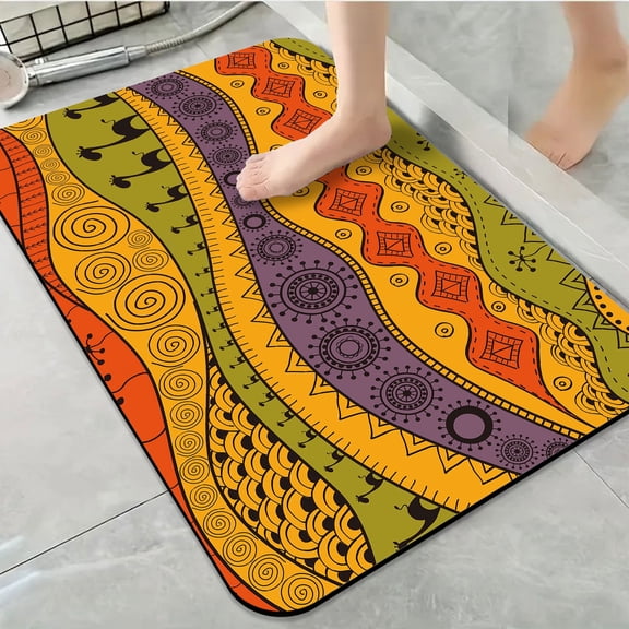 1pc African inspired Bathroom Rug Bathroom Decor and Accessories- Durable,Anti Slip,And Quick Drying,Suitable For Bathrooms,Bedrooms,Kitchens,And Laundry Rooms - Washable Bathroom Mat