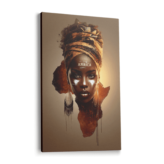 Topbout Art Ethnic Cultural African Woman Queen Map Canvas Wall Art Living Bedroom Office Frameless