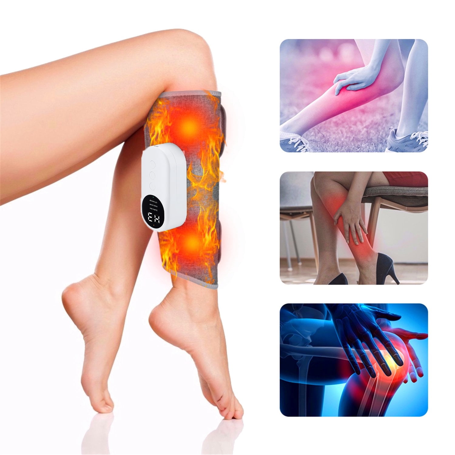 1pc Air Compression Leg Massager Electric Wireless Leg Wraps Massager Tool Full Wrap Varicose Veins Physiotherapy Promote Blood Circulation,Grey