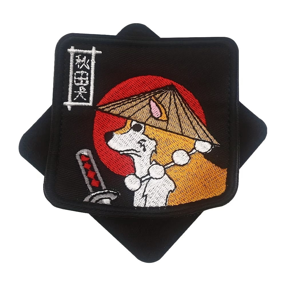 1pc Akita Dog Embroidery Fabric Patch - Hook Loop Tactical Badge for Backpack, Clothing, Dog Vest and Coat