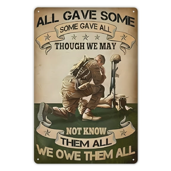 1pc, "All Gave Some Some Gave All" Army Veteran Vintage Tin Sign, 12x8 inches, Wall Art Decor, Home Office Bedroom Living Room Metal Plaque, Humorous Military Wall Decor, English Language