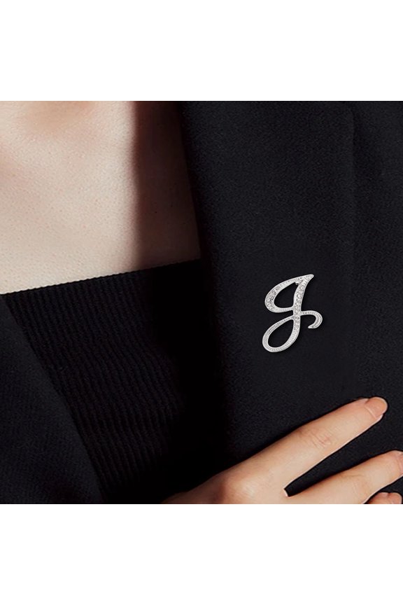 1pc Alloy Brooches with Rhinestone Letter Letter J 43x27.5mm