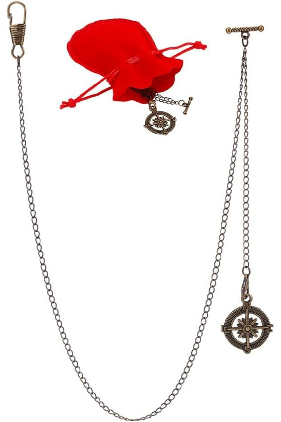 1pc Alloy Clip Pocket Watch Chain Watch Decoration with Brass Twisted Chains & Iron Key Clasp Findings Antique Bronze 545mm