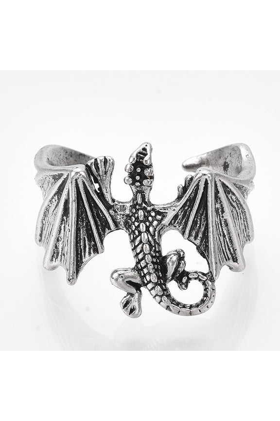 1pc Alloy Dragon Design Silver Finish Ring A symbol of mystery and power 20mm inside diameter Suitable for womens and women Suitable for gifts