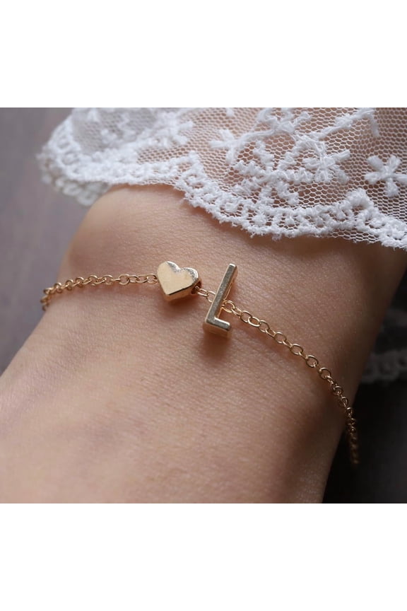 1pc Alloy Love Letter Bracelets Cable Chains Bracelets Letter L 8-7/8 inch(22.5cm)