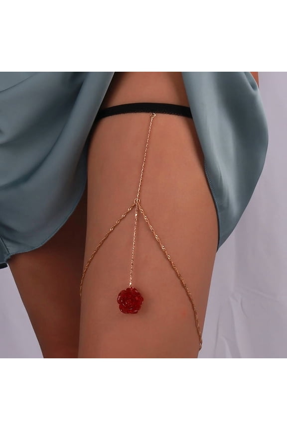 1pc Alloy Rhinestone Sexy Multilayer Tassel Leg Chain Thigh Body Chain for Women Flower 400~840mm