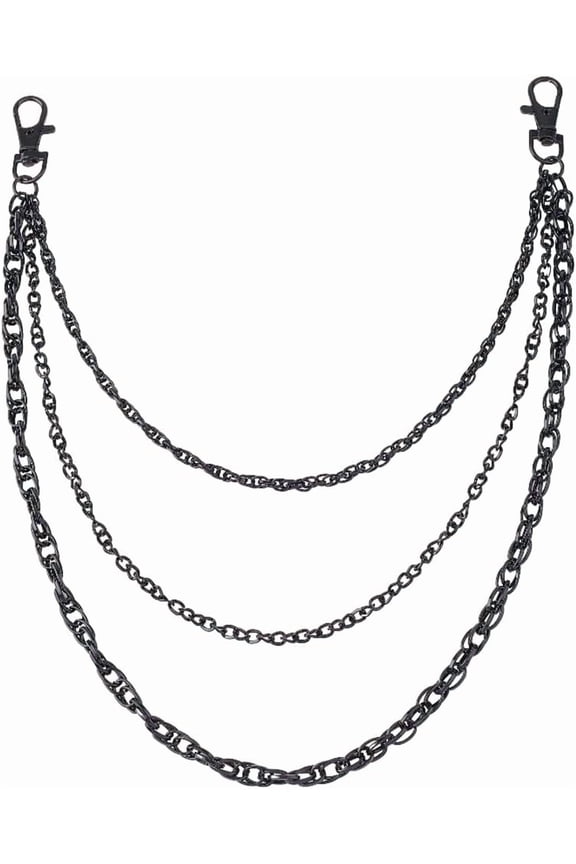1pc Alloy Three-layer Chain Belts for Pants Black 425mm