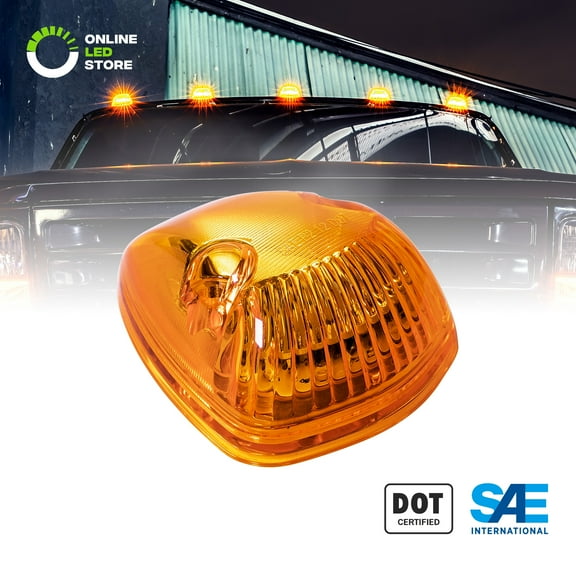 1pc Amber LED Cab Lights [DOT/SAE Certified] [12 LED] [Waterproof] [Heavy Duty] LED Roof Top Marker Clearance Running Lights - (Universal Fit or Replacement for 94-98 Dodge Ram)